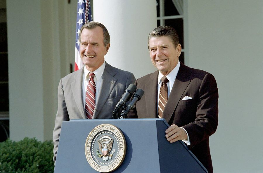 President Ronald Reagan and Vice President George H. W. Bush.