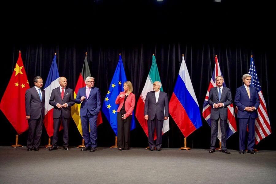 Secretary Kerry Poses for a Group Photo With Fellow EU P51 Foreign Ministers and Iranian Foreign Minister Zarif After Reaching Iran Nuclear Deal.