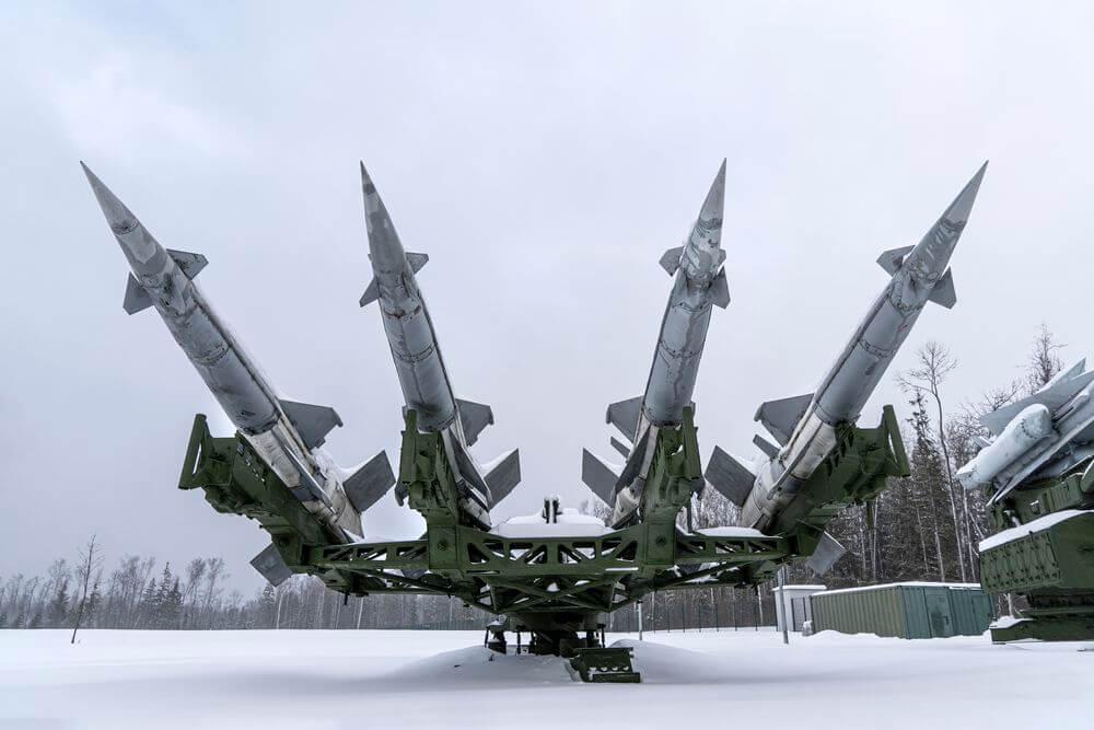 Ground air missiles snow winter air defense defensive system.